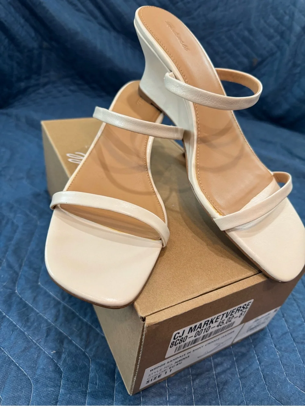 Madewell Ivory Double-Strap Slide Wedges